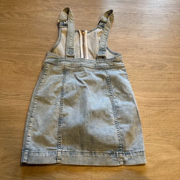 Free People Blue Denim Overall Dress Size 2 Light Wash - Picture 5 of 5
